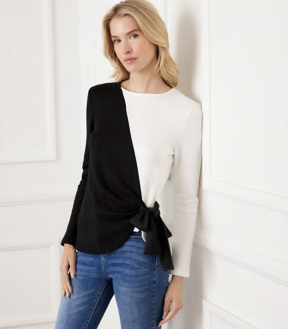 Colorblock Satin Bow Top