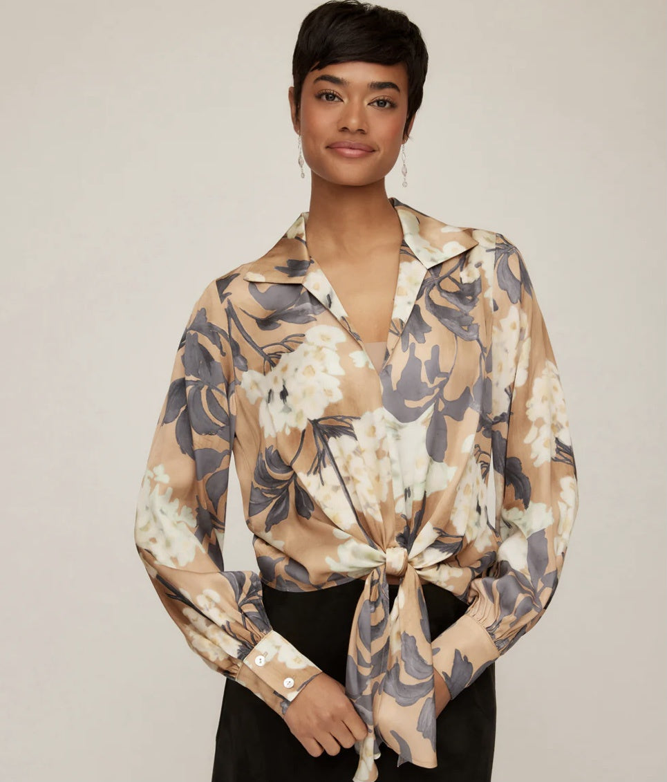 Satin TieFront Top