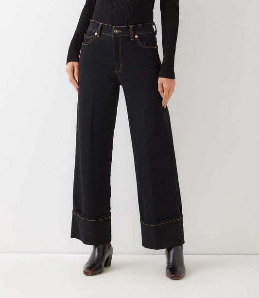Cuffed Cropped Jeans, Black