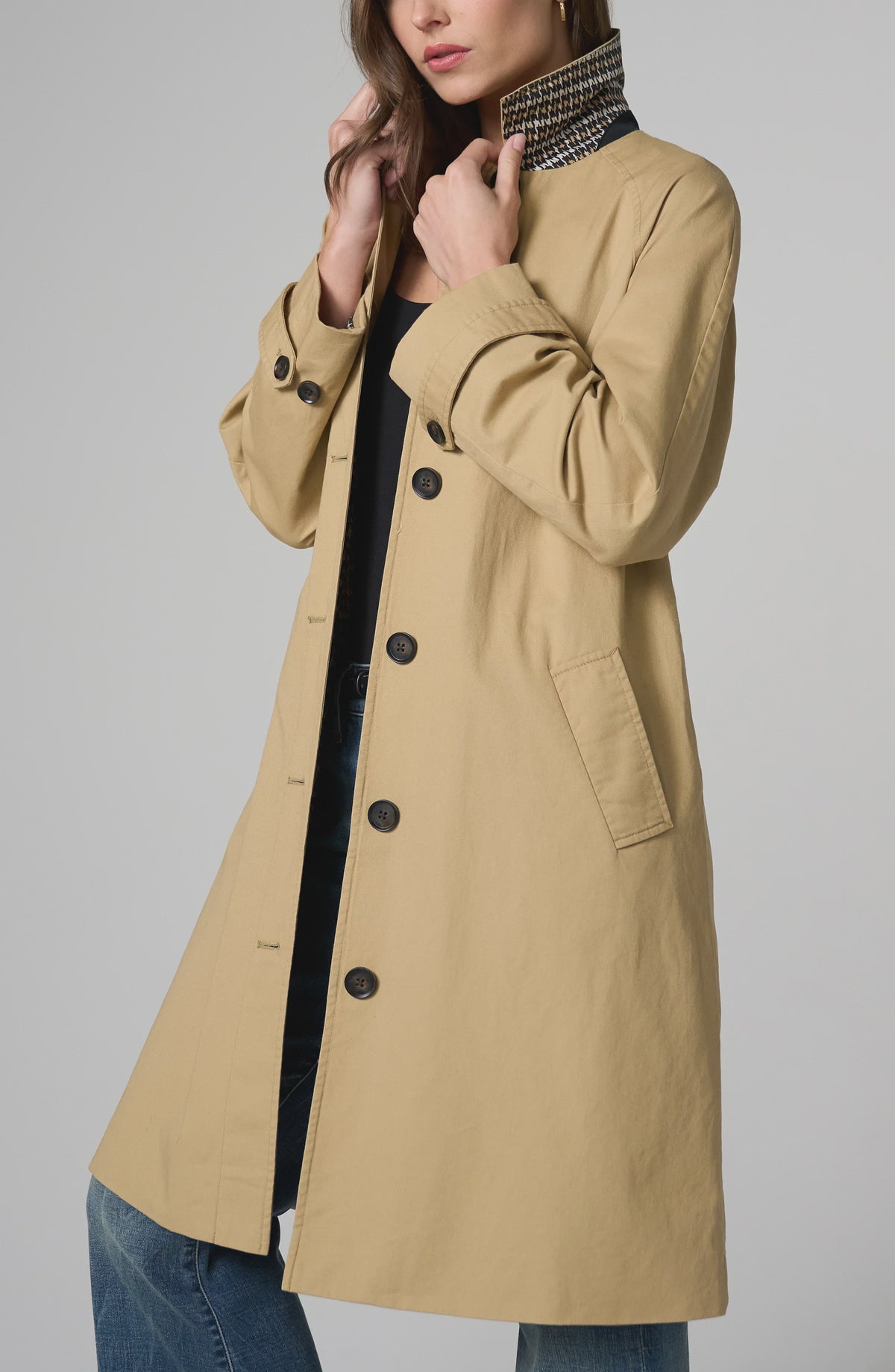 Raglan Sleeve Trench Coat, Croissant