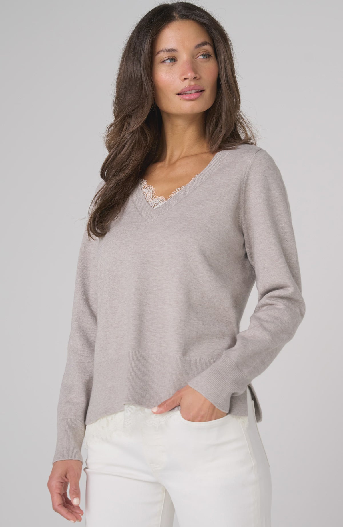 Long Sleeve Sweater W/ Lace