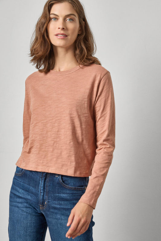 Long Sleeve Cropped Boyfriend Carob