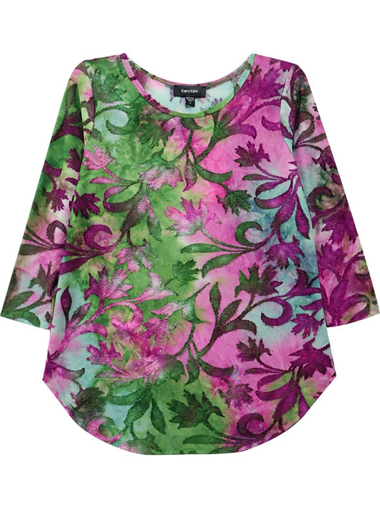 Tie Dye Burnout Shirttail Top