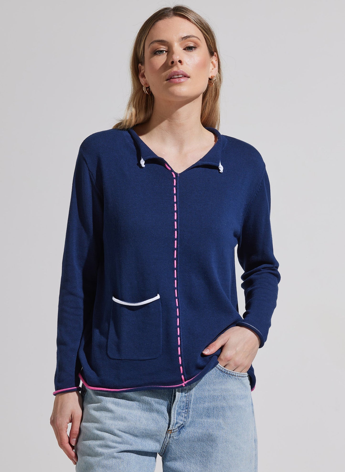 Thread Detail Sweater Navy