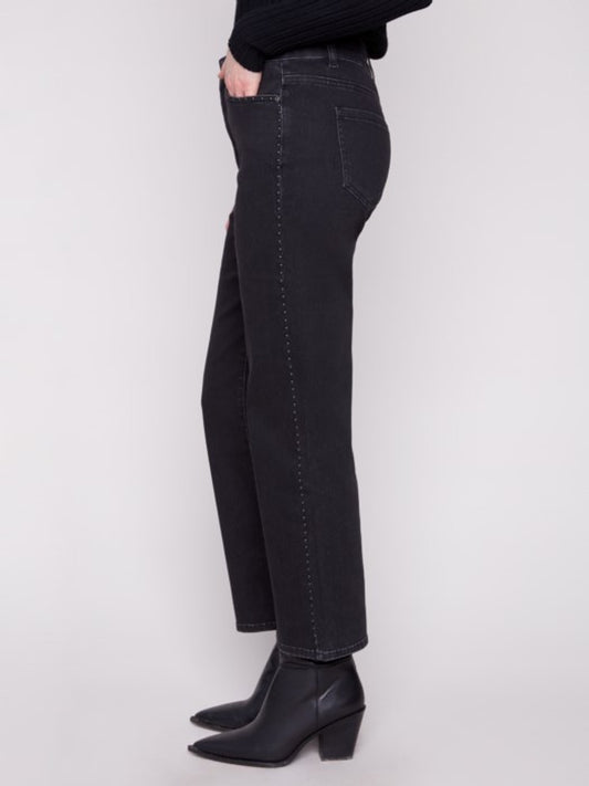 Straight Leg Jeans With Side Studs