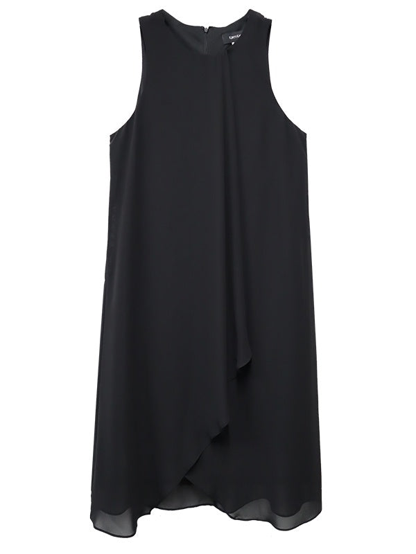 Draped Black Crossover Dress
