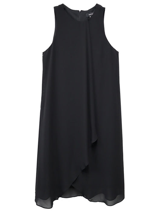 Draped Black Crossover Dress