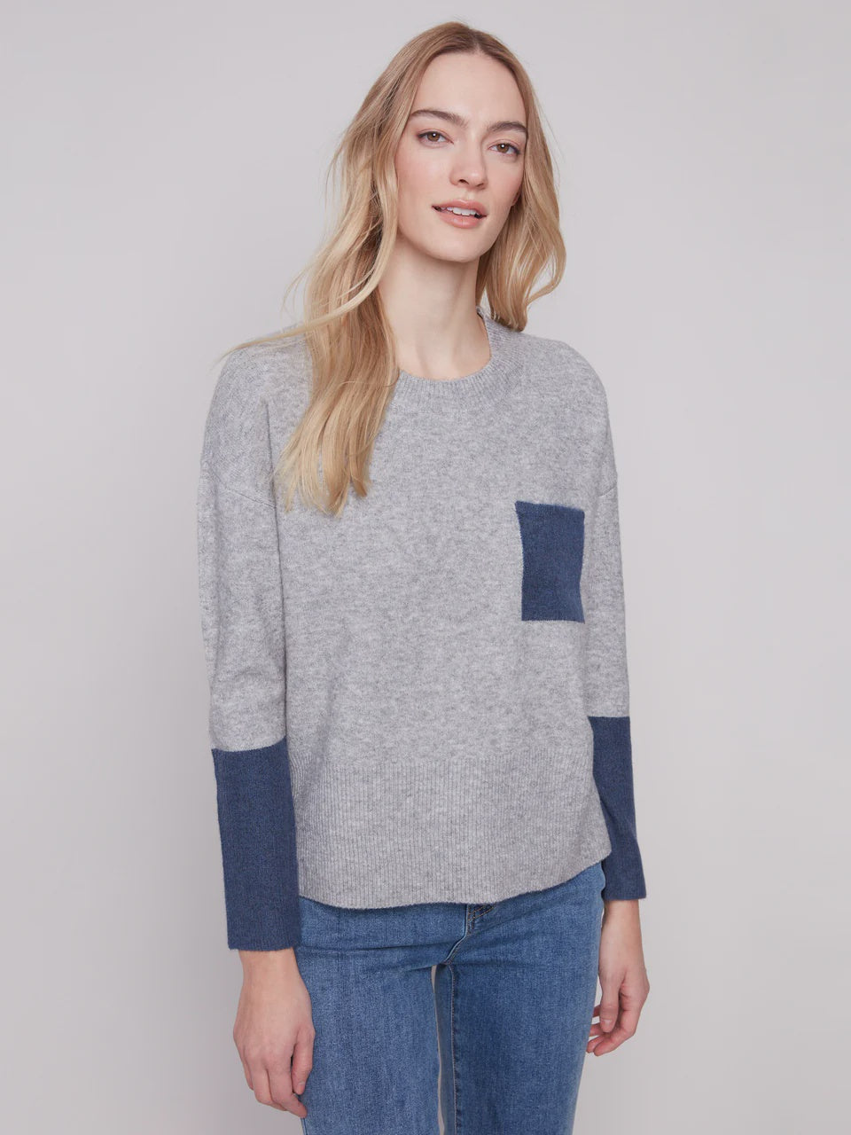 Crew Neck Sweater With Contrast Details