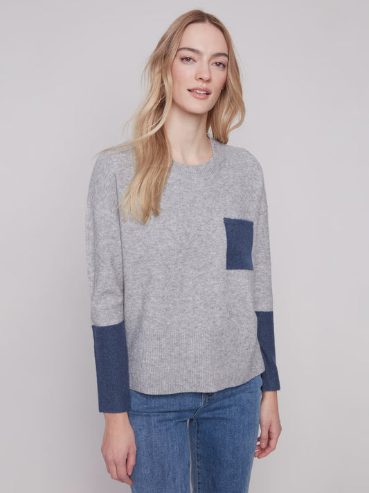 Crew Neck Sweater With Contrast Details