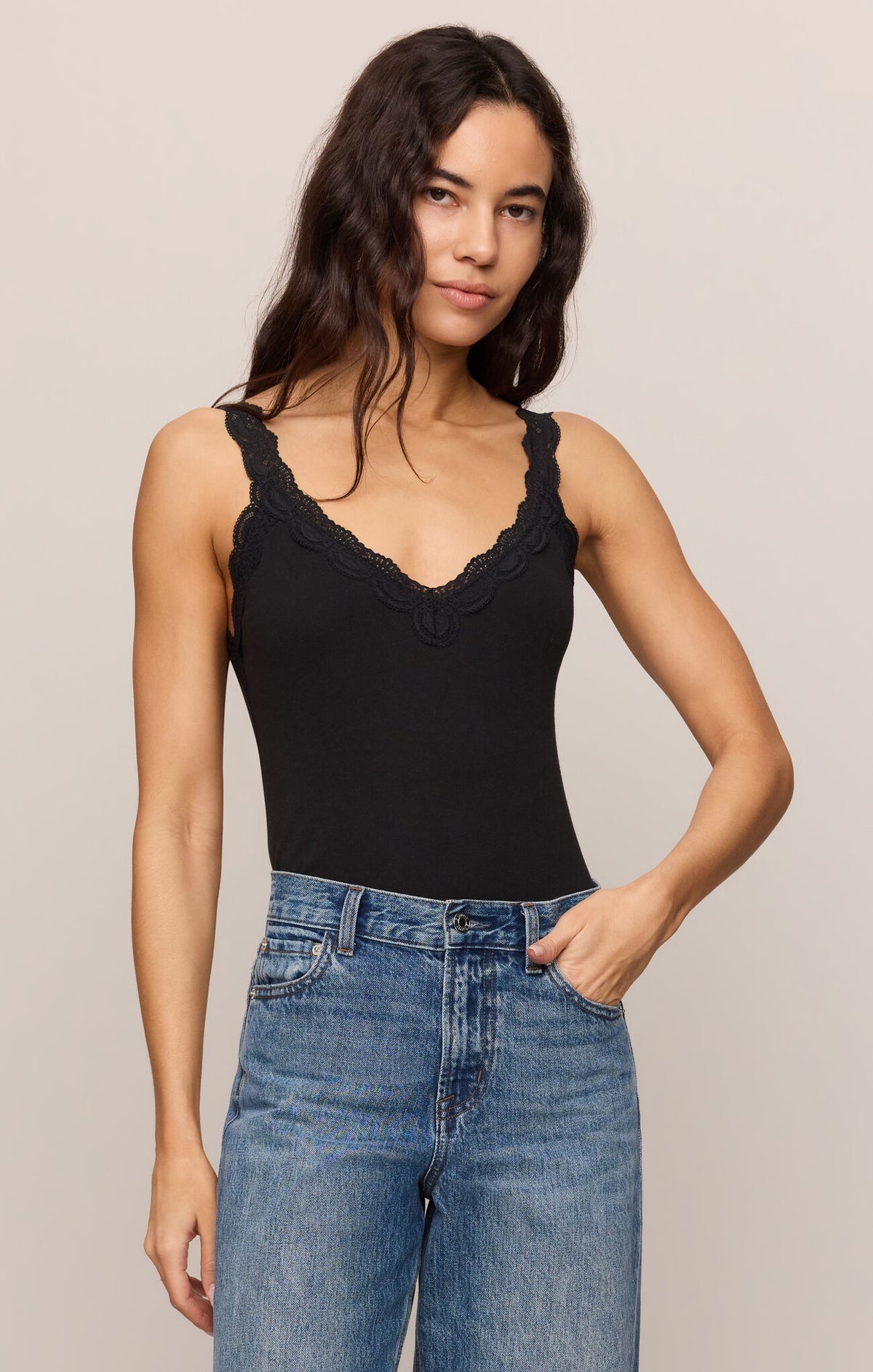 Eve Lace Tank, Black