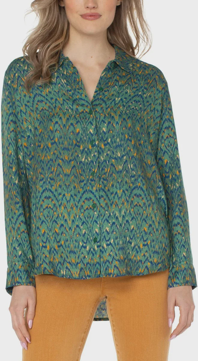 Emerald Ikat Print Blouse