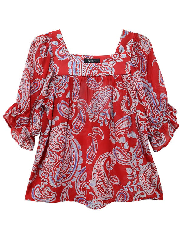Square Neck Paisley Top