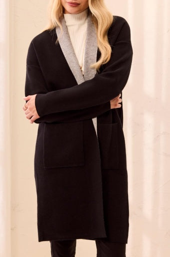 Coatigan with Pockets, Black