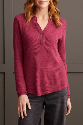 HENLEY TOP W/ BUTTONS -H. PORT WINE