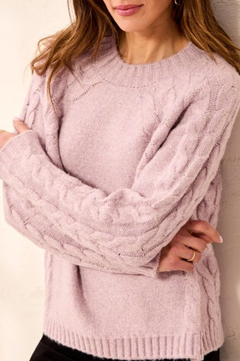 Cableknit Sweater, Violet Ice