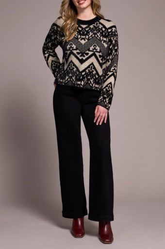 L/S CREW NK SWEATER-BLACK