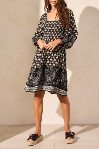 WEAR 2 WAYS EMBROIDERED DRESS-BLACK