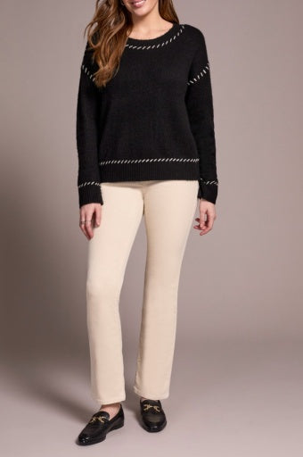 L/S CREW Neck SWEATER-BLACK