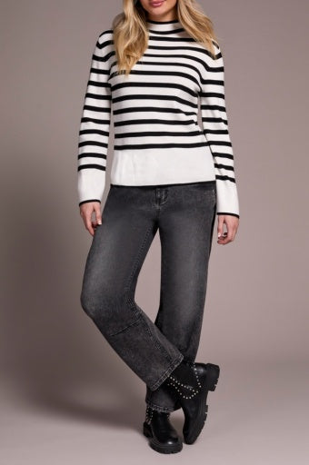 L/S FUNNEL NK SWEATER-CREAM