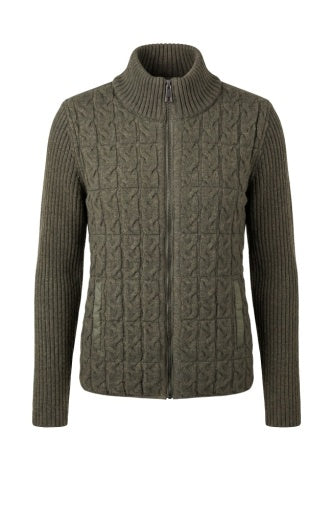 Zip Quilted Sweater Jacket, Olive