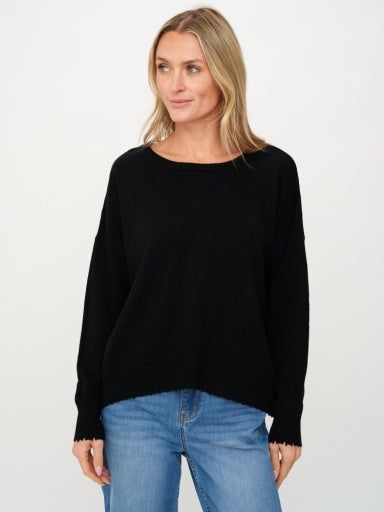 ANGII | FRAYED CREW NECK SWEATER