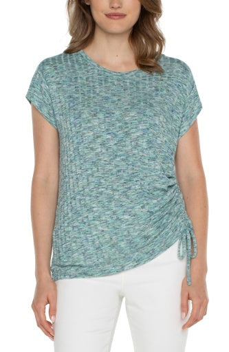 short slv scoop neck w. side tie detail