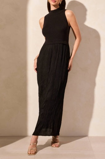 Sleeveless Twofer Maxi Dress-Black