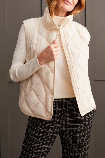 QUILTED A-LINE PUFFER VEST-MOONSTONE