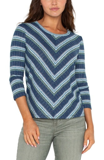 Sale! 3/4 Sleeve Miter Front Scoop Neck Knit Top