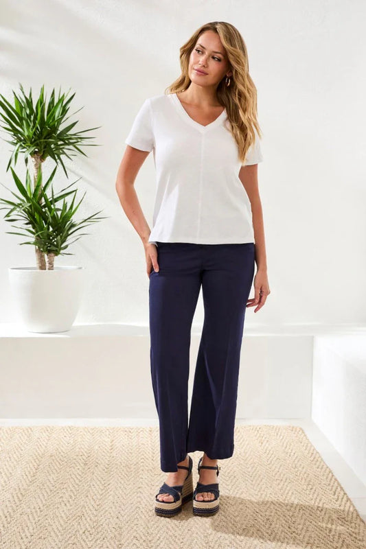 V NECK TOP W/RIB COMBO