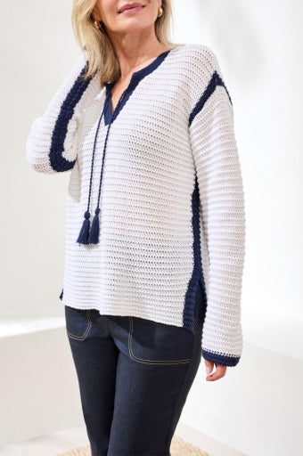L/S NOTCH COLLAR SWEATER