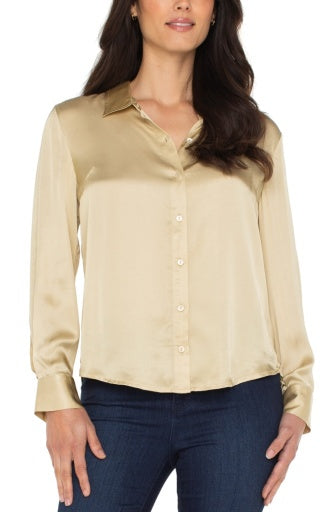 ls button front woven shirt