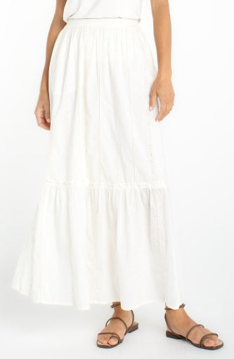 tiered woven pull on maxi skirt