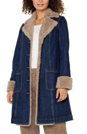 sherpa trimmed notch collar jacket 38" hps