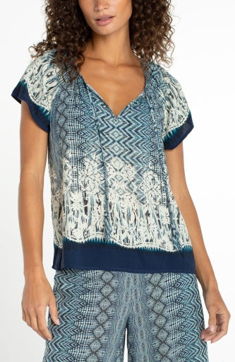 Woven Top w/Front Tie Detail