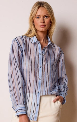 DRIFTY PAINTED STRIPE COTTON SHIRT