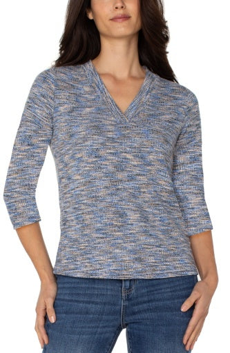 3/4 Sleeve V-Neck Knit T