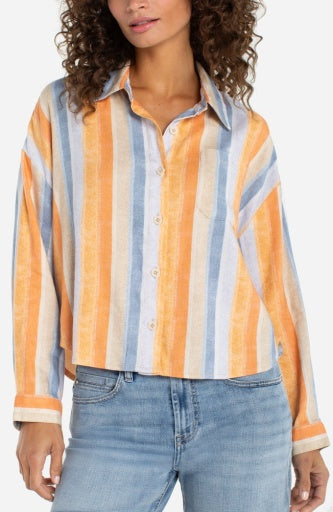 long slv relaxed button down shirt