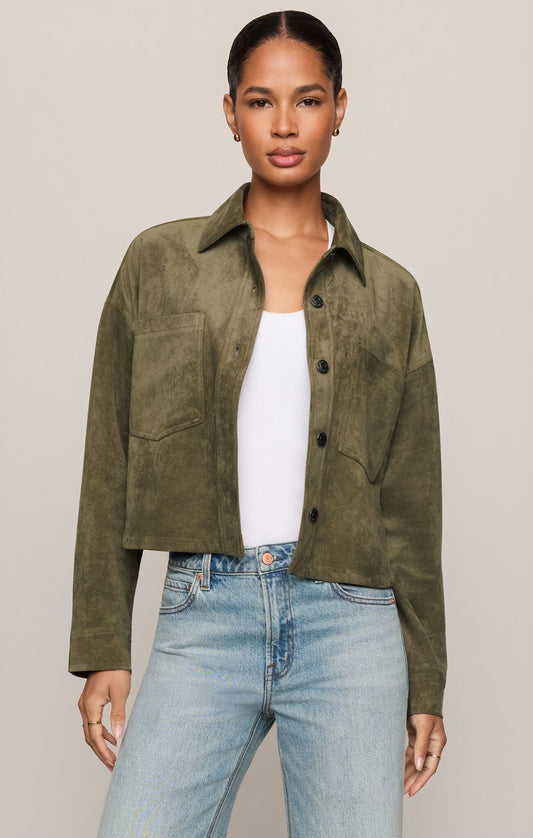 All Day Cropped Suede Jacket, Montsera