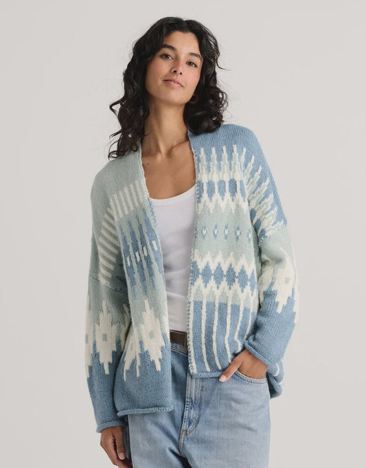 Jacquard Cardigan, Teal