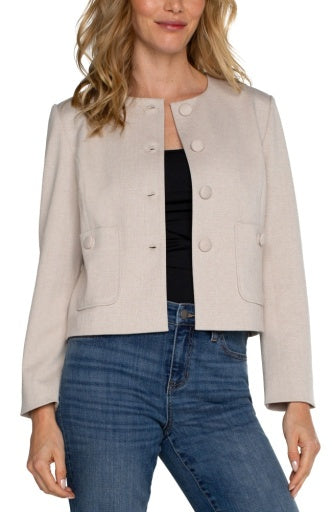 SALE! Boxy Cropped Jacket w/ Covered Btns